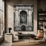 Historic Facade Monochrome Wall Art Canvas Print - Image 3
