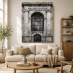 Historic Facade Monochrome Wall Art Canvas Print - Image 7