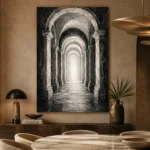 Luminous Vaulted Corridor Monochrome Wall Art Canvas Print - Image 5