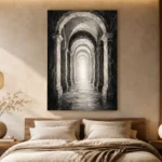 Luminous Vaulted Corridor Monochrome Wall Art Canvas Print - Image 6