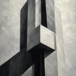 Geometric Concrete Tower Monochrome Wall Art Canvas Print