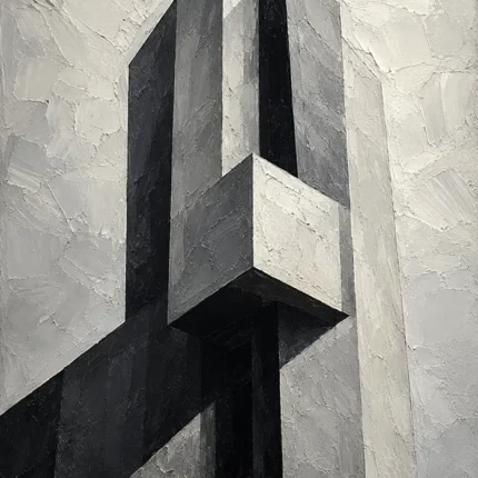 Geometric Concrete Tower Monochrome Wall Art Canvas Print