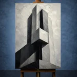 Geometric Concrete Tower Monochrome Wall Art Canvas Print - Image 2