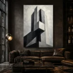 Geometric Concrete Tower Monochrome Wall Art Canvas Print - Image 4