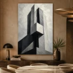 Geometric Concrete Tower Monochrome Wall Art Canvas Print - Image 5