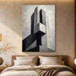 Geometric Concrete Tower Monochrome Wall Art Canvas Print - Image 6