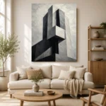 Geometric Concrete Tower Monochrome Wall Art Canvas Print - Image 7