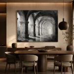 Atmospheric Stone Arches Monochrome Wall Art Canvas Print - Image 4
