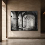 Atmospheric Stone Arches Monochrome Wall Art Canvas Print - Image 5