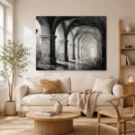 Atmospheric Stone Arches Monochrome Wall Art Canvas Print - Image 7