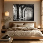Atmospheric Stone Arches Monochrome Wall Art Canvas Print - Image 8
