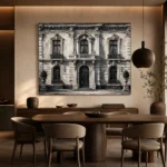 European Stone Facade Monochrome Wall Art Canvas Print - Image 4