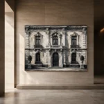 European Stone Facade Monochrome Wall Art Canvas Print - Image 5