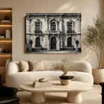 European Stone Facade Monochrome Wall Art Canvas Print - Image 6