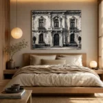 European Stone Facade Monochrome Wall Art Canvas Print - Image 8