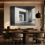 Dramatic Concrete Corridor Monochrome Wall Art Canvas Print - Image 4
