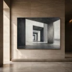 Dramatic Concrete Corridor Monochrome Wall Art Canvas Print - Image 5