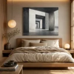 Dramatic Concrete Corridor Monochrome Wall Art Canvas Print - Image 8