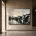 Luminous Historic Bridge Monochrome Wall Art Canvas Print - Image 5