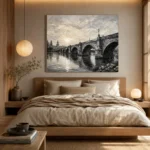 Luminous Historic Bridge Monochrome Wall Art Canvas Print - Image 8