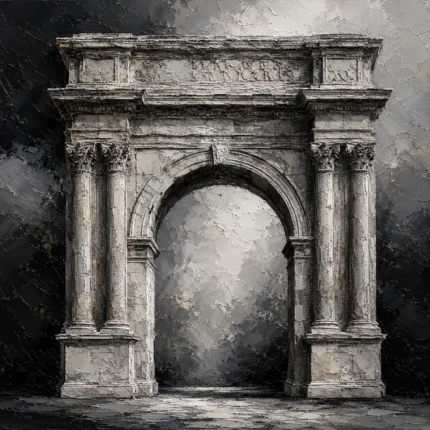 Dramatic Roman Arch Monochrome Wall Art Canvas Print