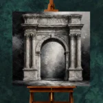 Dramatic Roman Arch Monochrome Wall Art Canvas Print - Image 2