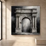 Dramatic Roman Arch Monochrome Wall Art Canvas Print - Image 3