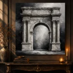 Dramatic Roman Arch Monochrome Wall Art Canvas Print - Image 4