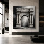 Dramatic Roman Arch Monochrome Wall Art Canvas Print - Image 5