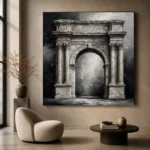 Dramatic Roman Arch Monochrome Wall Art Canvas Print - Image 6