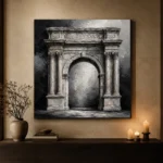 Dramatic Roman Arch Monochrome Wall Art Canvas Print - Image 7