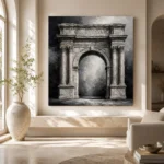 Dramatic Roman Arch Monochrome Wall Art Canvas Print - Image 8