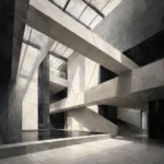 Geometric Atrium Monochrome Wall Art Canvas Print