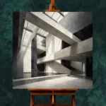 Geometric Atrium Monochrome Wall Art Canvas Print - Image 2