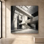 Geometric Atrium Monochrome Wall Art Canvas Print - Image 3