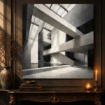 Geometric Atrium Monochrome Wall Art Canvas Print - Image 4