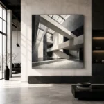 Geometric Atrium Monochrome Wall Art Canvas Print - Image 5
