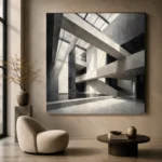Geometric Atrium Monochrome Wall Art Canvas Print - Image 6