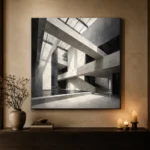 Geometric Atrium Monochrome Wall Art Canvas Print - Image 7