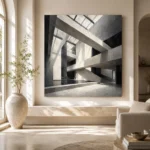 Geometric Atrium Monochrome Wall Art Canvas Print - Image 8