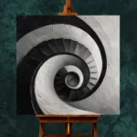 Dramatic Spiral Staircase Monochrome Wall Art Canvas Print - Image 2