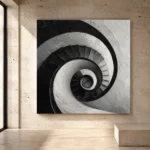 Dramatic Spiral Staircase Monochrome Wall Art Canvas Print - Image 3
