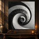 Dramatic Spiral Staircase Monochrome Wall Art Canvas Print - Image 4