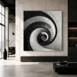 Dramatic Spiral Staircase Monochrome Wall Art Canvas Print - Image 5