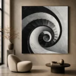 Dramatic Spiral Staircase Monochrome Wall Art Canvas Print - Image 6