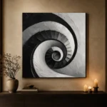 Dramatic Spiral Staircase Monochrome Wall Art Canvas Print - Image 7