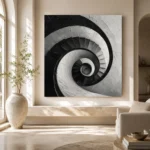 Dramatic Spiral Staircase Monochrome Wall Art Canvas Print - Image 8
