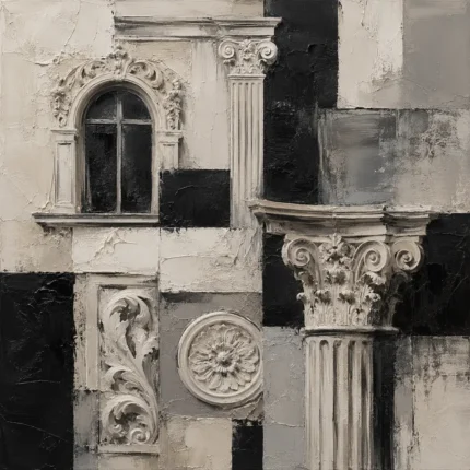 Sculptural Architectural Details Monochrome Wall Art Canvas Print