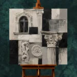 Sculptural Architectural Details Monochrome Wall Art Canvas Print - Image 2