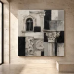 Sculptural Architectural Details Monochrome Wall Art Canvas Print - Image 3